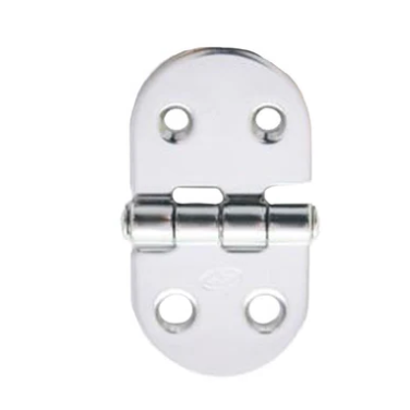 A stainless steel butt hinge with a top mount, featuring a silver color and multiple screw holes for installation.