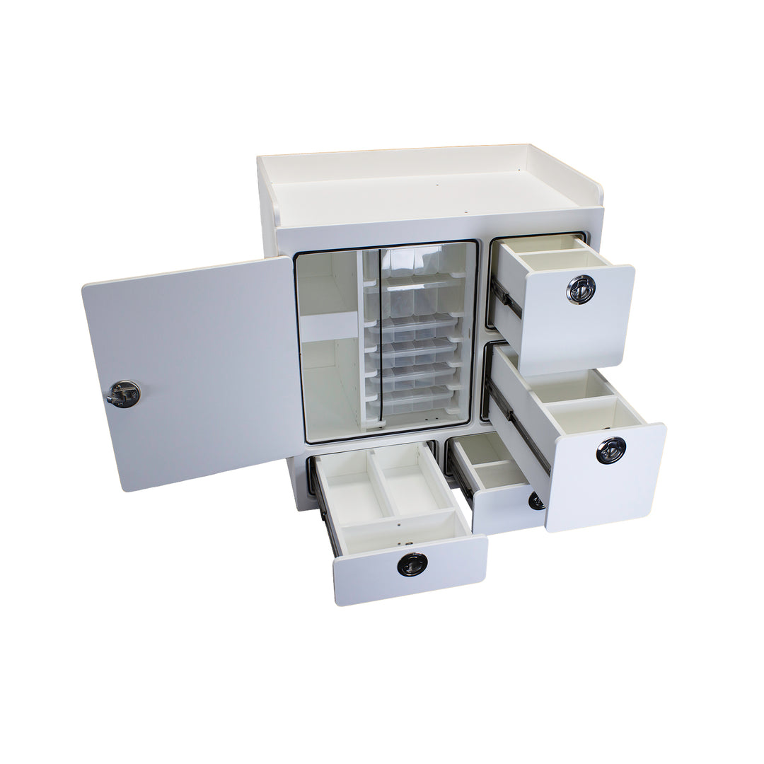 free tackle boxes Free Standing Tackle Storage Unit- 27.5" W x 28.625" H x 17.25" D – Fin-Addict Marine